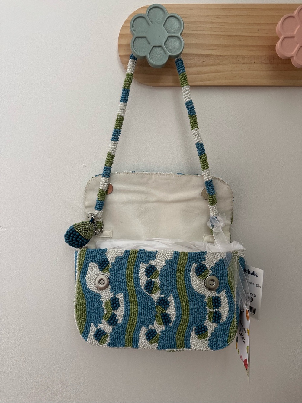 VIRAL tiktok Beaded Blackberry Blueberry Shoulder Bag in Blue, White & Green - Picture 3 of 3